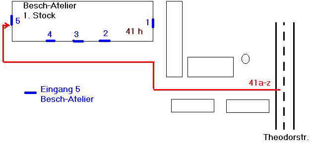 Gebude 41 h  mit Eingang Nr. 5 zum Besch-Atelier